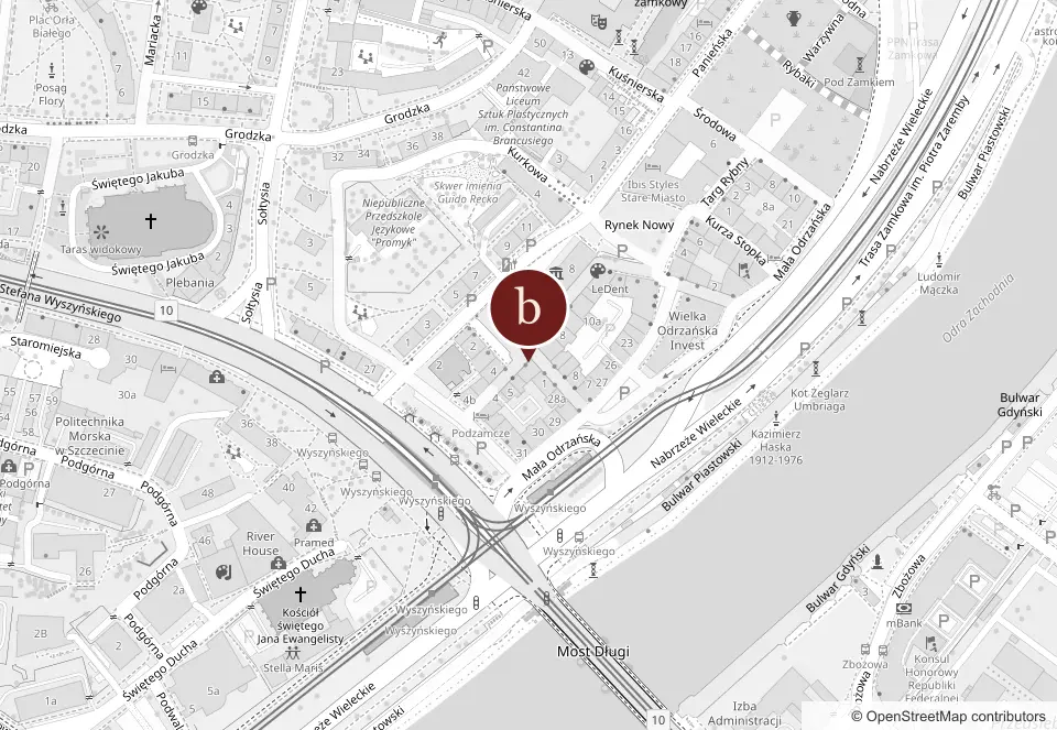 Mapa: Bachus, ul. Sienna 6 w Szczecinie, na Podzamczu przy Bulwarze Piastowskim